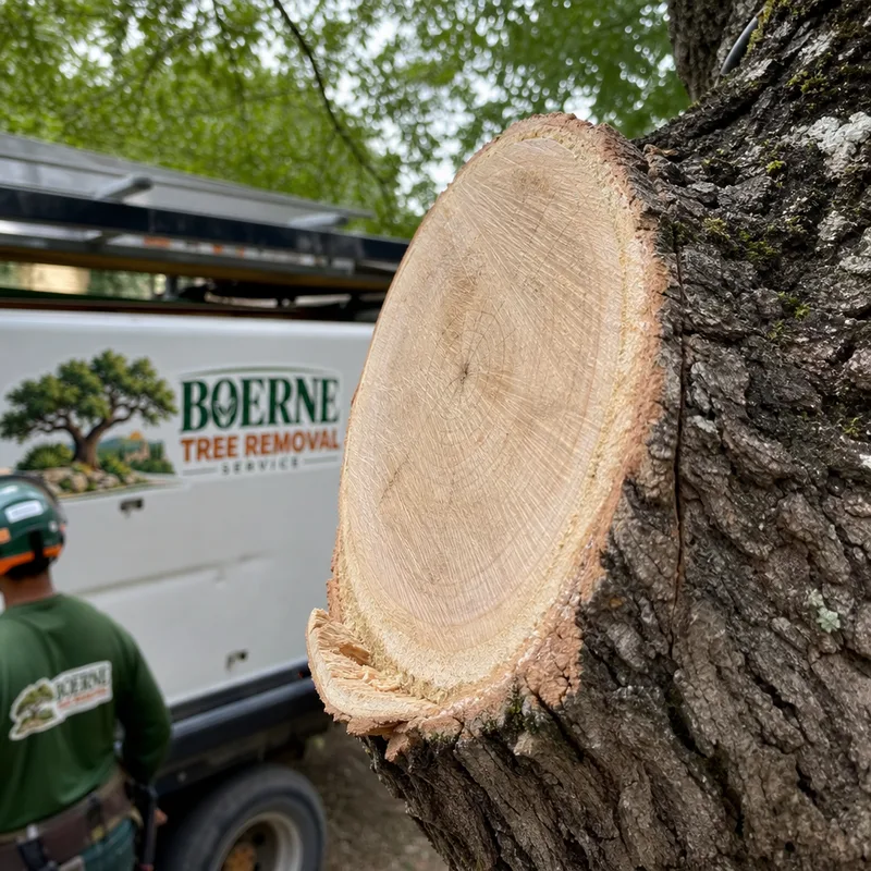 Freshly cut limb showing proper cut placement near the branch collar
